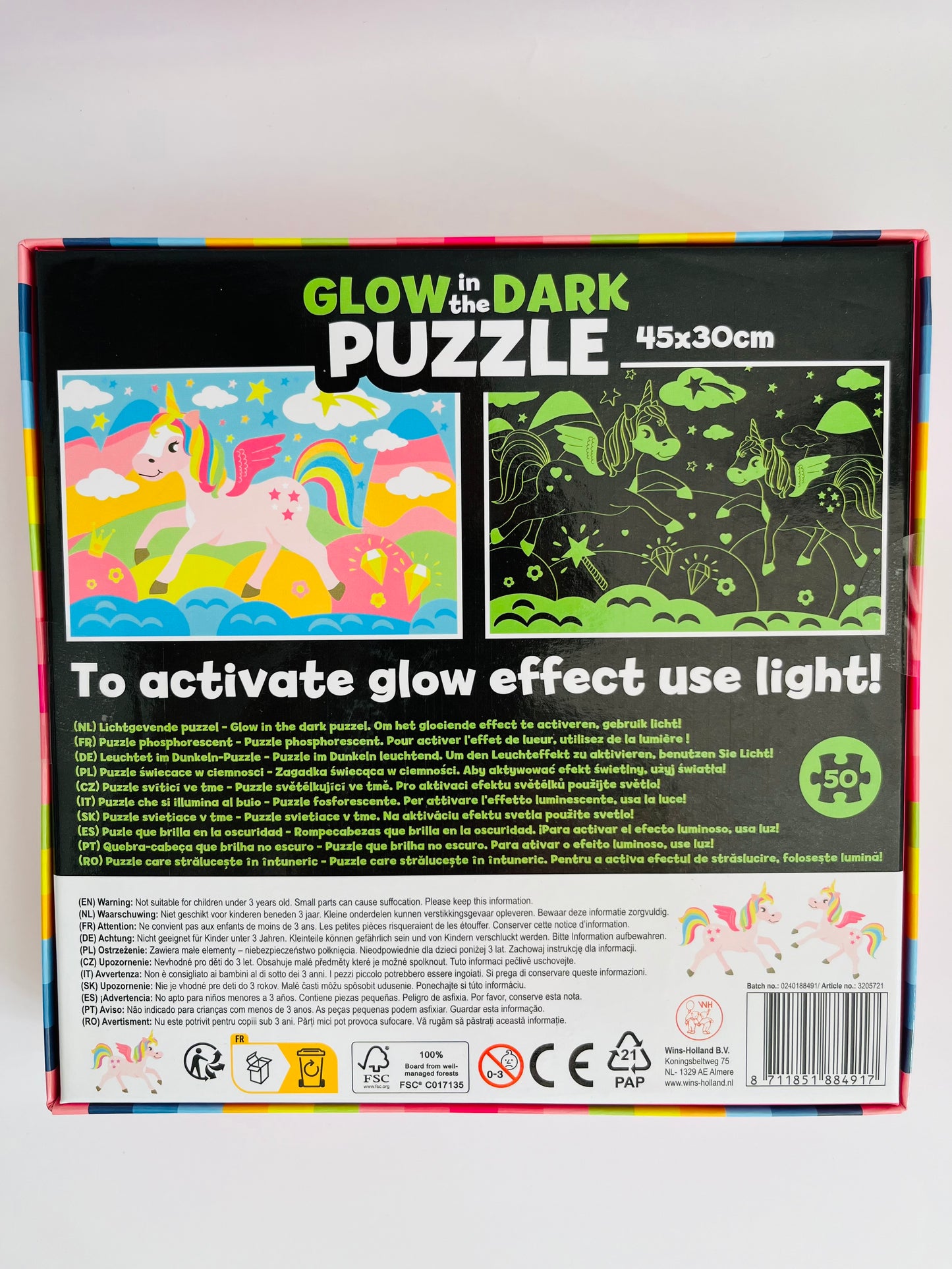 Puzzle licorne phosphorescent